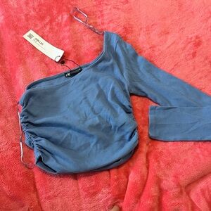 Zara Blue Asymmetrical Blouse